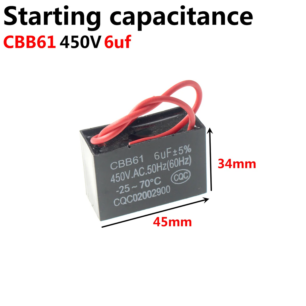Washing Machine Starting Motor Run Capacitor CBB60 450V 5UF 10UF 15UF 20UF 25UF 3 4 5 6 8 12 14 16 18 30 35 40 45 50 60 70 80 UF