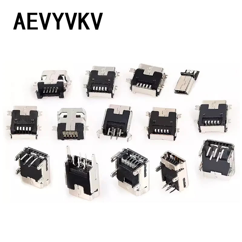 10PCS Mini USB SMT SMD DIP 5 Pin Female Mini Type B Socket Connector Plug Straight DIP Jack Tail Connector Plug-in MINI USB