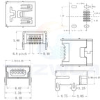 10PCS Mini USB Type B 5Pin Female Socket Right Angle Sinking plate DIP Jack Connector Plug-in