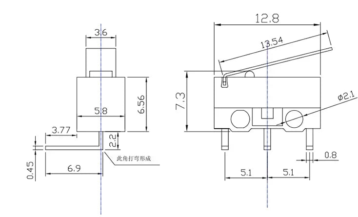 10Pcs Mini Micro Limit Switch NO NC 3 Pins PCB Terminals SPDT 1A 125V Roller Arc Lever Snap Action Push Microswitches