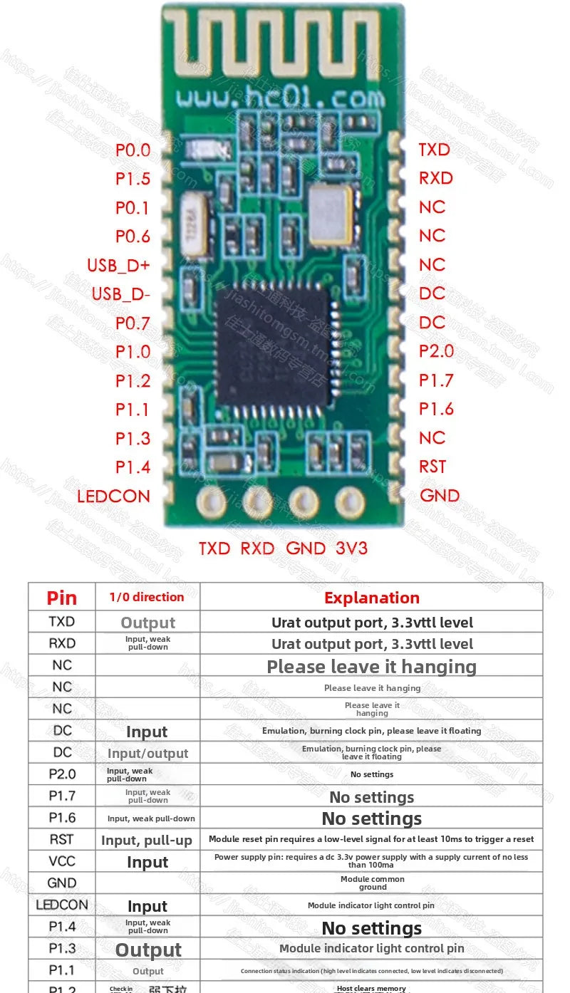 HC-08 Bluetooth Module BLE4.0 Master Slave CC2540 Wireless Serial Low Power Data Transmission