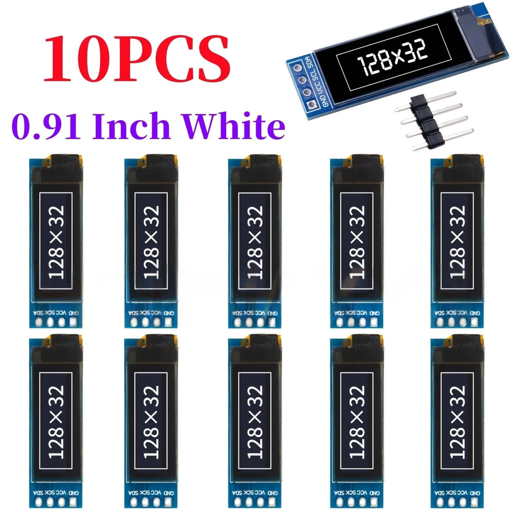 XZG 1-20PCS 0.91 Inch 128x32 IIC I2C  White /Blue OLED LCD Display DIY Module SSD1306 Driver IC DC 3.3V 5V for arduino