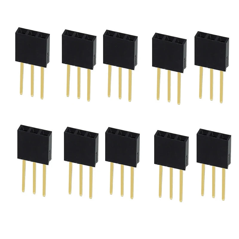 10PCS 2.54mm Pitch Straight Pin Header Male Connector 1x6/1x8/1x10/1x15/1x20/1x40 2x6/2x8/2x10/2x20 Single/Double Row PC