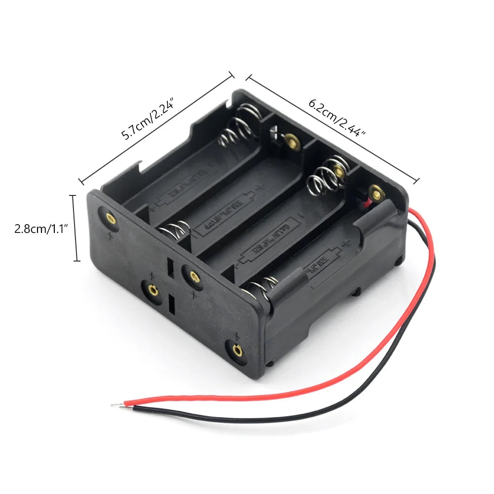 1X 2X 3X 4X AA Power Battery Storage Case Holder Socket DIY UM3 1.5V Dual AA LR6 Container Wt Lead Cables Switch Cover Optional