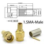 2/10pcs SMA RPSMA Male Plug / Female Jack Bulkhead Crimp RF Coaxial Connector For RG58 LMR195 RG142 RG400 Cable Wire Terminal