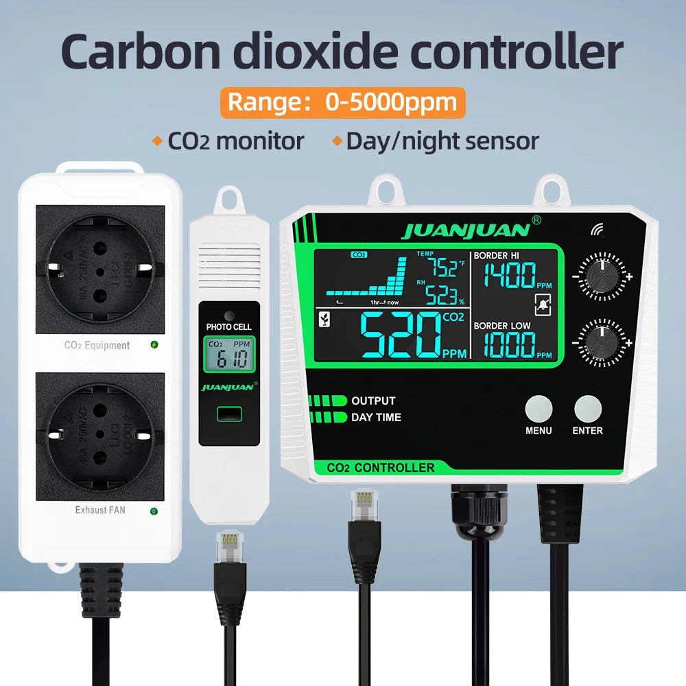 CO2 Detector for Greenhouse CO2 Monitor Controller LCD Digital Carbon Dioxide Controller CO2 Concentration Tester NDIR Sensor
