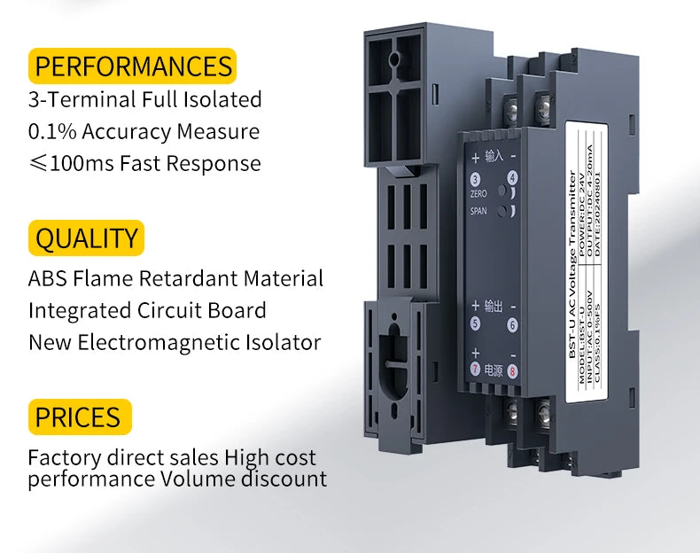 AC DC Current Transmitter 4-20mA 0-10V Current Transducer 0-1A 0-2A 0-5A 0-10A 4-20mA Current Sensor RS485 Current Transmitter