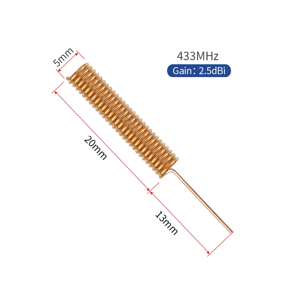 10pcs 433Mhz Built-In Spring Antenna Lora Module Coil Aerial Omnidirectional High Gain Wireless Card Router Copper