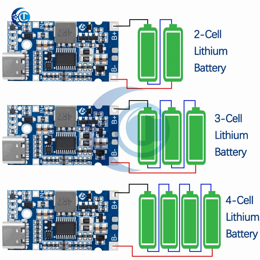 Type-C USB 2S 3S 4S  BMS 4.5V-15V 18W 2A Lithium Battery Charging Module Support QC Fast Charge With Temperature Protection