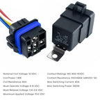 1PCS DC 12 24V 40A 4 5-Pin AMP Waterproof Relay Harness Tinned Copper Wires 5-PIN SPDT For  Boat Auto Fan Car relay With Socket