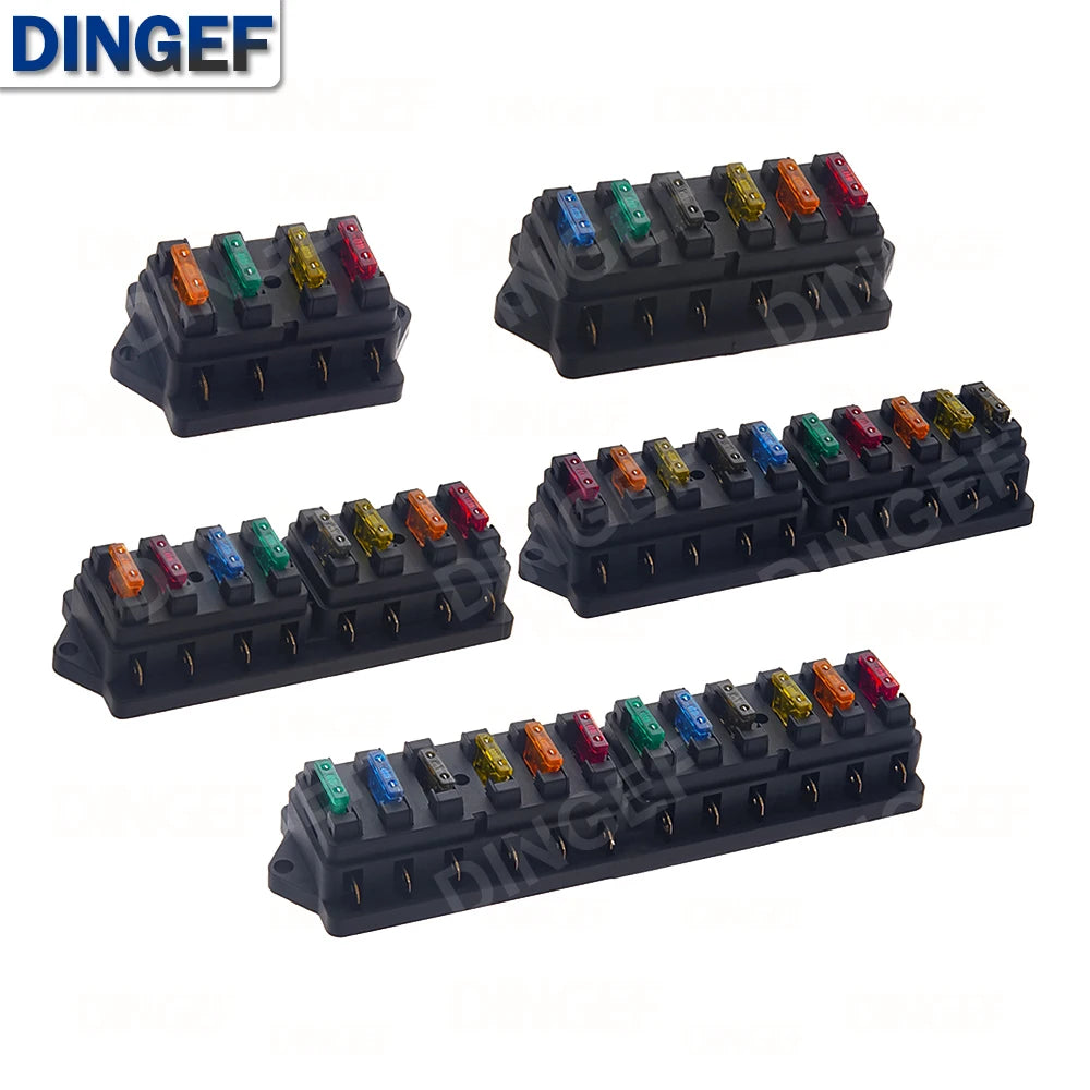 4/6/8/12 Way Car Fuse Box Car Fuse Holder Car Truck Auto Blade Fuse Box with 4/6/8/12 Fuses for 12V 24V ATO Standard Circuit