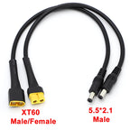 1Pcs 10A Ultra-soft XT60 Plug Male/Female Connector To DC5521 18AWG Power Cable Adaptor For Car Battery Charging Adapter Cables