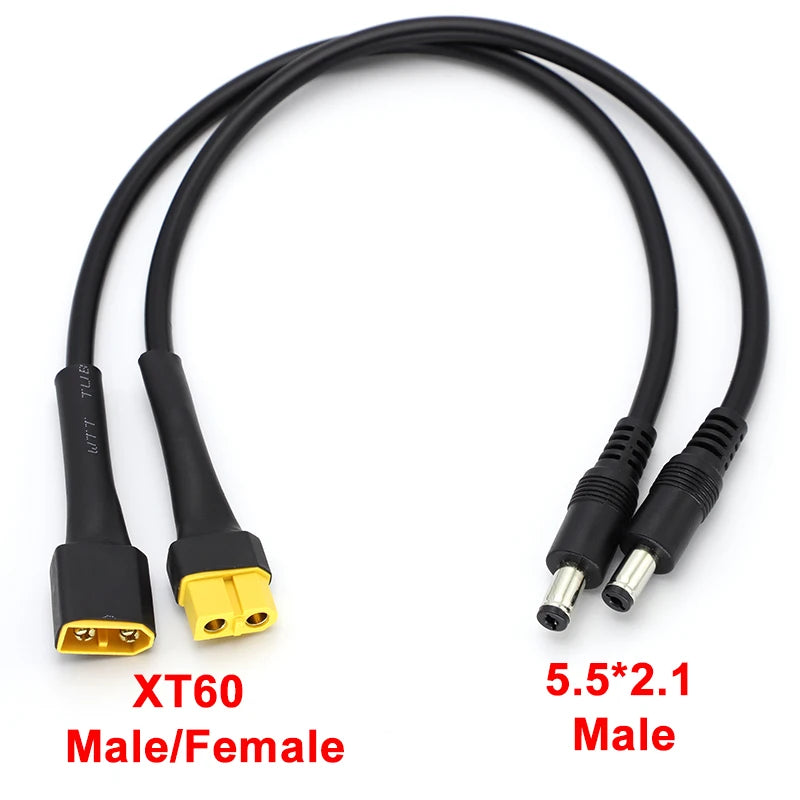 1Pcs 10A Ultra-soft XT60 Plug Male/Female Connector To DC5521 18AWG Power Cable Adaptor For Car Battery Charging Adapter Cables