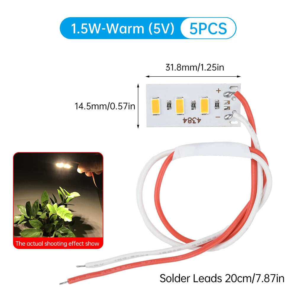 5pcs DC 5V 1.5W High Brightness 5730 LED Lamp Bead Module Decoration Atmosphere Light Board Red/Green/Purple/Yellow/Blue/White