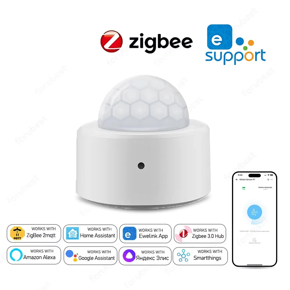 Zigbee 3.0 Human Motion Sensor PIR Infrared Detector Smart Home Security Alarm Ewelink App Control Via Zigbee Bridge Zigbee2mqtt