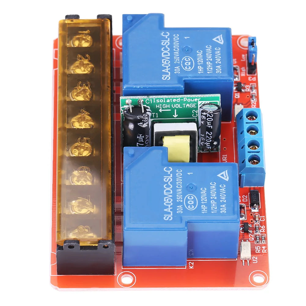 AC100V-250V 30A High Power 2-Channel Relay DC5V High low Level Trigger Switch Module