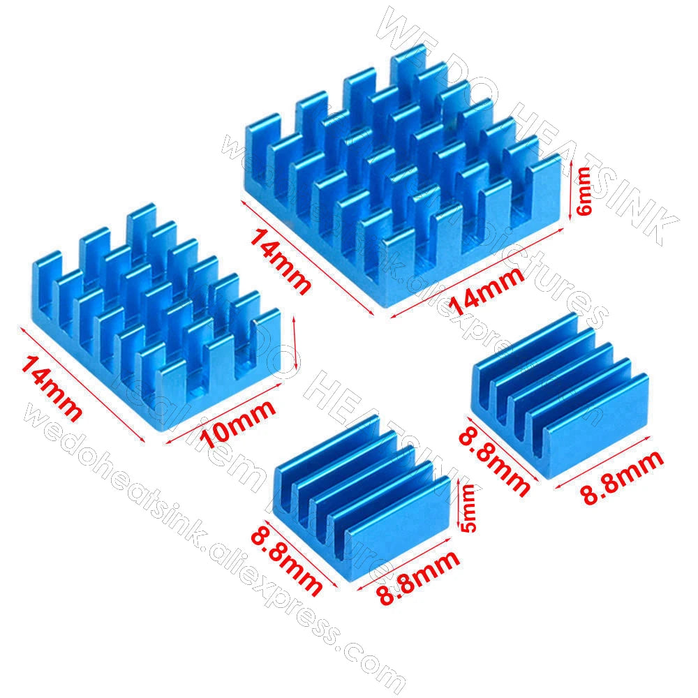 WE DO HEATSINK 4pcs/set Raspberry Pi 4 DIY Heat Sink Aluminum Heatsink Cooler Radiator Kit for Raspberry Pi 4B Heat Dissipation