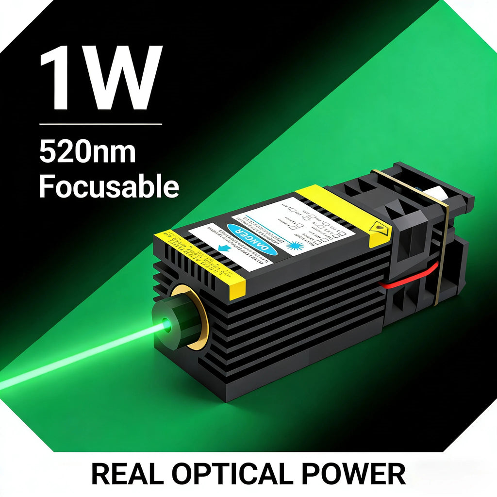 OXLasers 520nm 1W Green Laser Module 12V Focusable DIY Laser Head 1000mW Diode Laser for Stage Laser Bird Repellent