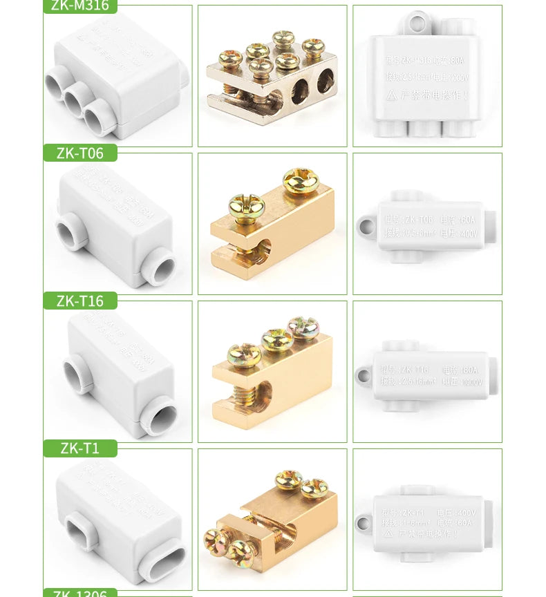 High Power 60A/80A/100A 400V/1000V 1.0-16mm2 No disconnection Wire Connector Cable Splicing Wiring Terminal Block Junction Box