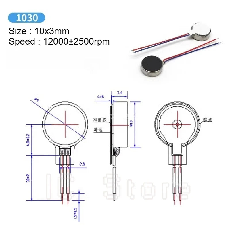 5PCS Micro DC Vibration Motor 0820 0827 0834 1027 1020 1030 1034 Mobile Phone Vibration Flat Motor DC3-5V