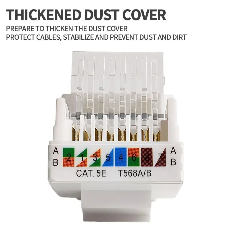 No-Tool Snap-In RJ45 Coupler - CAT6A CAT5E CAT6 Ethernet Socket Wall Plate with 8P8C Port for Network Cabling/Server Room