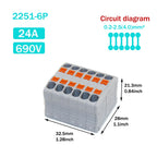 Wire Electrical Connectors Wire Push-in Terminal Block multiple in multiple out Connector Mount On Din Rail with fixing Hole