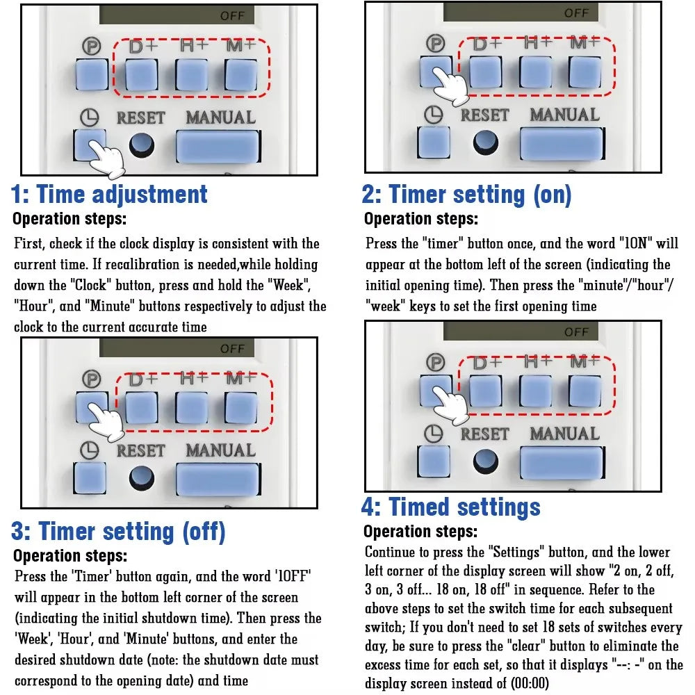 EARU DC AC 220V 12V THC15A 30A Electronic Weekly 7 Days Programmable LCD Digital Timer Switch Relay Control Din Rail 1NO1NC 1NO