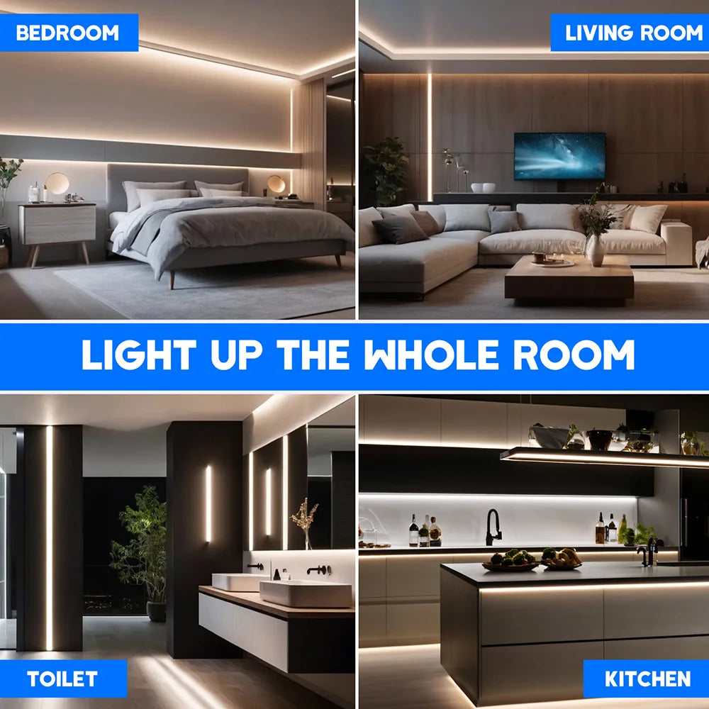Wall Touch Wifi Bluetooth COB LED Neon Strip Light 220V Dimmable 23key Remote Control Power Kit AC 220V 288LED/m Waterproof Rope