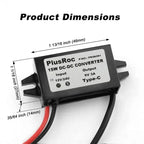 Waterproof 12V/24V to 5V Converter DC-DC Buck Module Power Adapter USB-A Female/C Type/Dual USB/Open Wire Connector