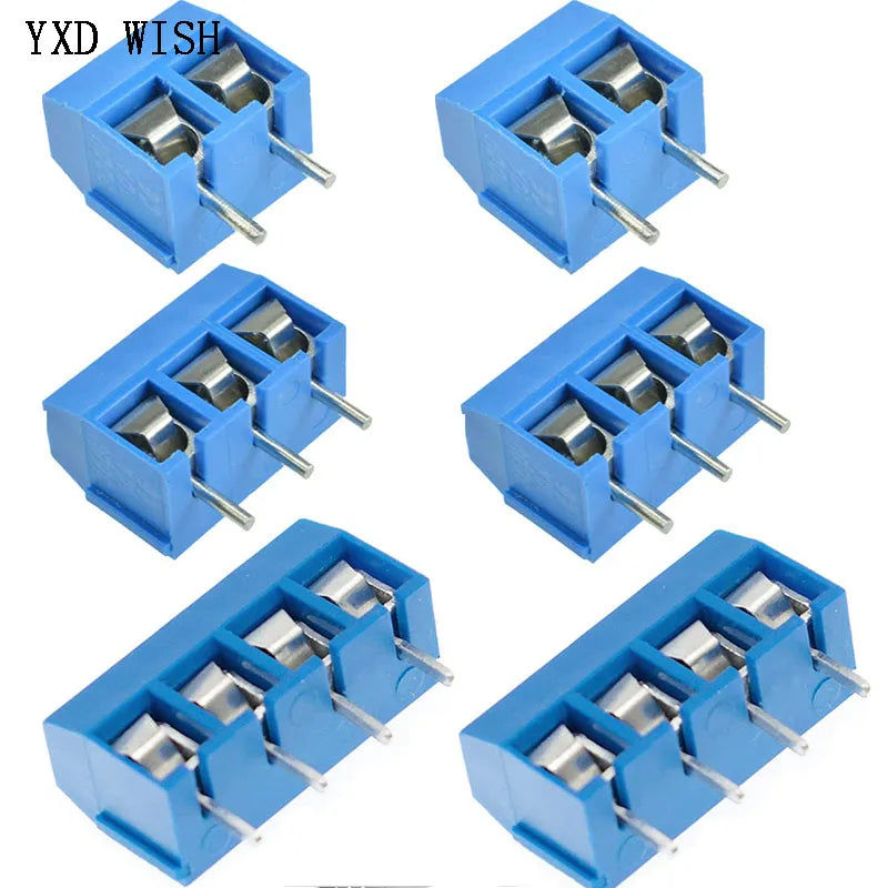 100pcs KF301 2P 3P 4P 5mm Screw Wire Terminal Block KF301-2P KF301-3/4P Pitch 5.0mm Straight Pin Spliceable PCB Cable Connector