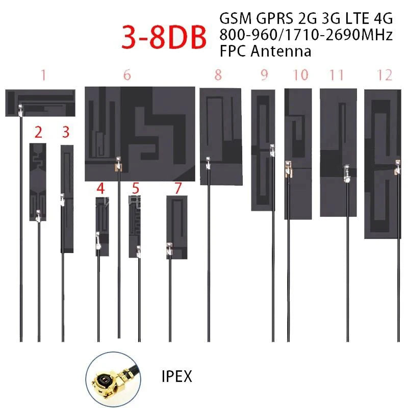 Internal LTE 4G 3G GSM 2G NB-IOT Antenna IPX PCB/FPC Flexible Soft Board Internal 700-2700MHz 8dBi High Gain RG1.13 20cm