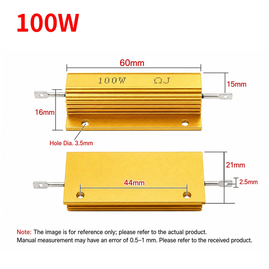 10PCS RX24 Aluminum Case Power Resistor 5W 10W 25W 50W 100W 0.1R-10KΩ High Power Wirewound Resistor Heat Sink