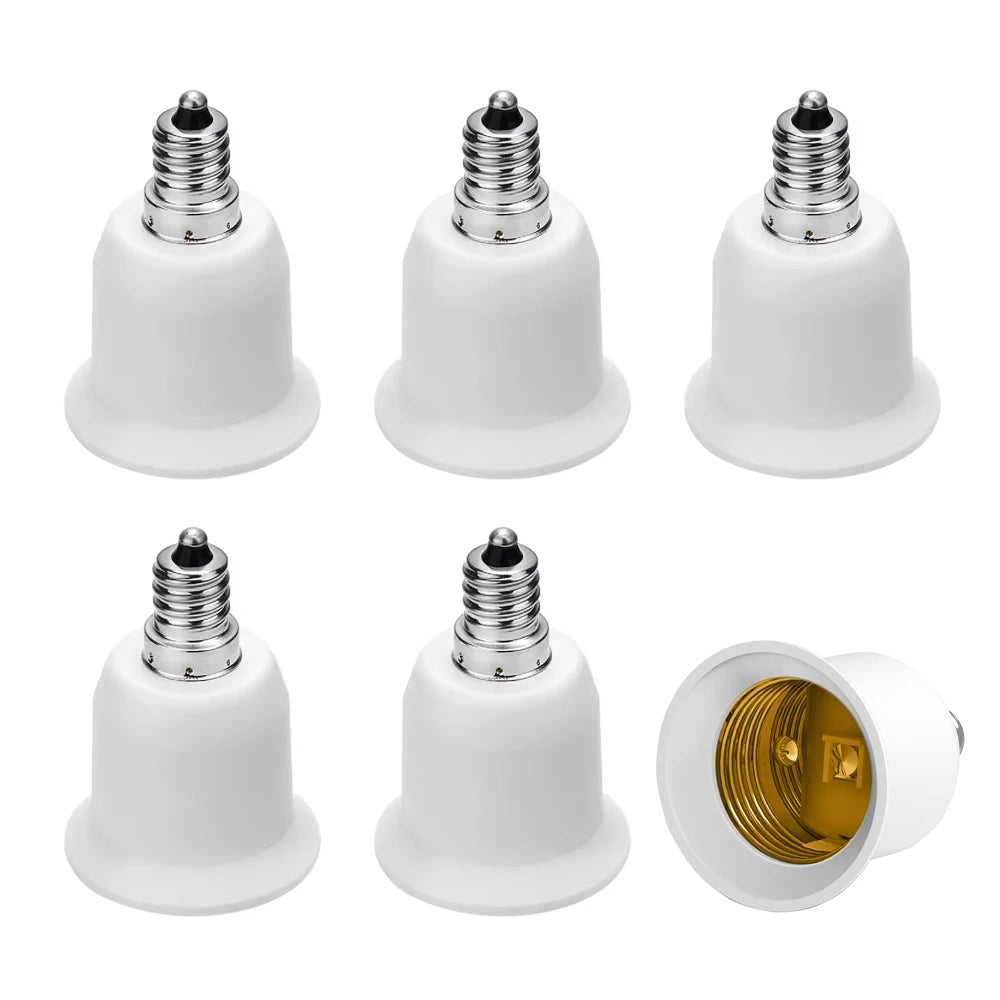 6pcs E12 to E26 Adapter Chandelier Light Socket Candelabra US CA E12 to Edsison Medium E26/E27 Bulb Base Lampholder Converter
