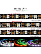 4 IN 1 SK6812 RGBW RGBNW RGBWW LED Strip (WS2812B Similar) Smart Color Soft LED Lights Lamp 30/60/144 LEDs/m Addressable Light 5