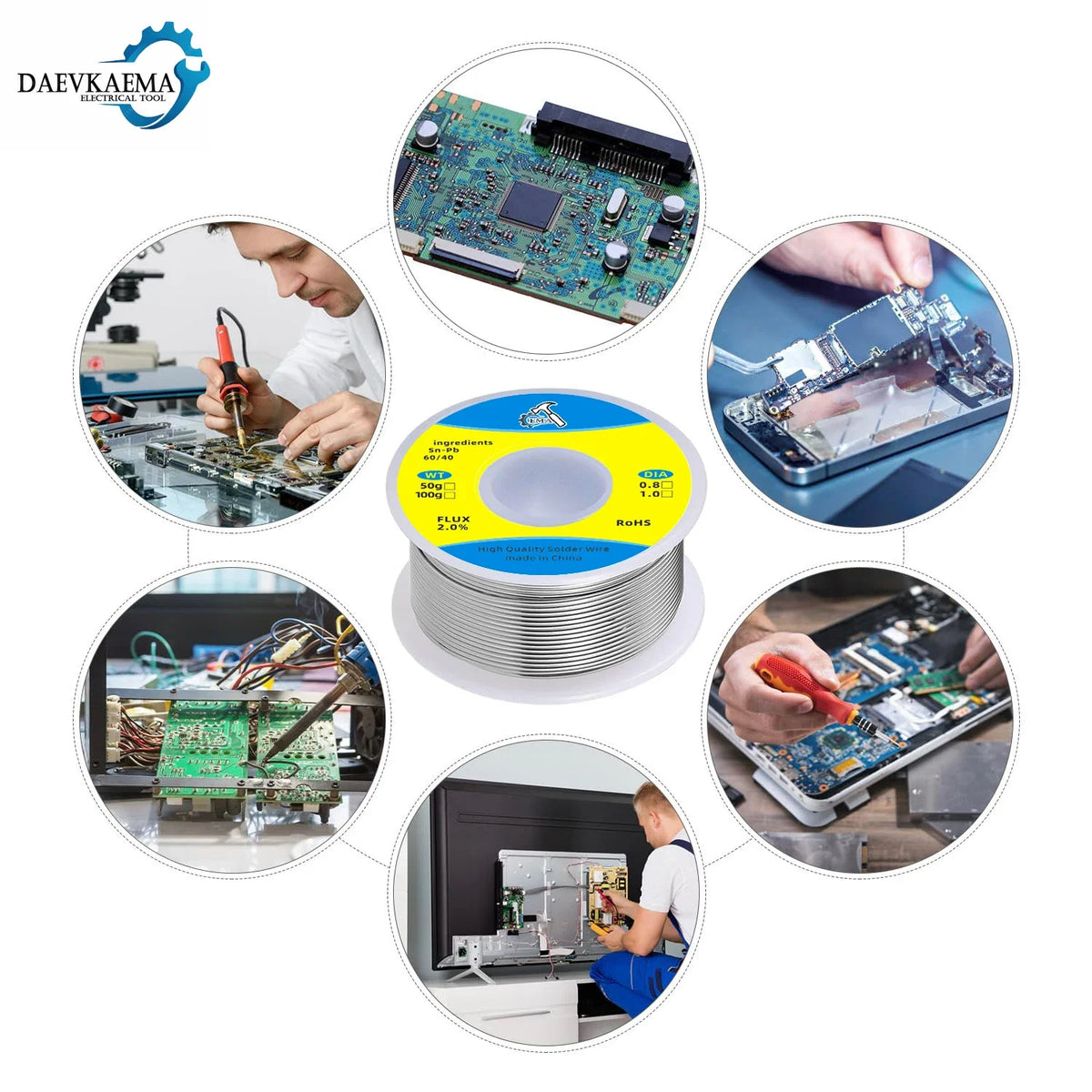 EMA Quality Welding TIN Wire 60/40 0.8mm 1.0mm Soldering Solder Wire Tin Flux for Soldering Welding Solder Wire 50G 100G
