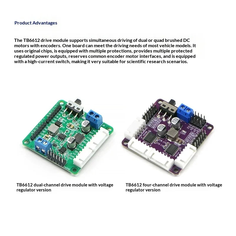 TB6612FNG Dual Channel Motor Driver Module with Voltage Regulator, 4-Way Better than L298N Original Chip for Smart Car C12H