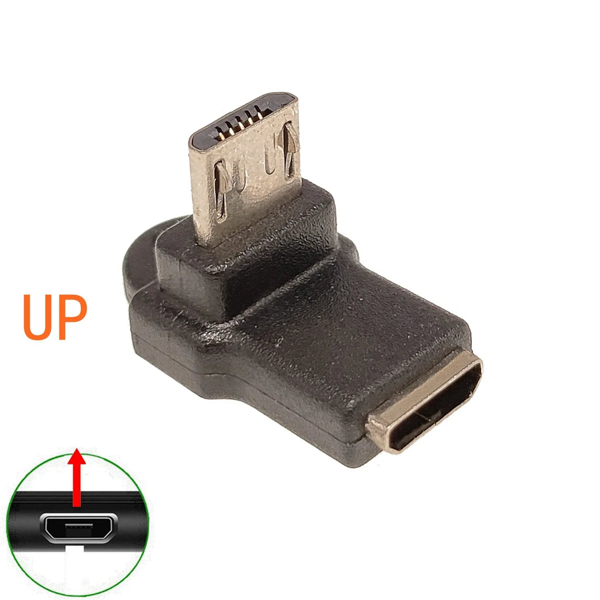 Micro USB data adapter male female USB connector, female male 5-pin Micro USB connector, left and right corners, 90 degrees