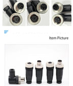 Cloweit IP67 M12 Sensor Connector Waterproof Male&Female Plug Screw Threaded Coupling  3 4 5 8 12 Pin A Type Angle Electrical