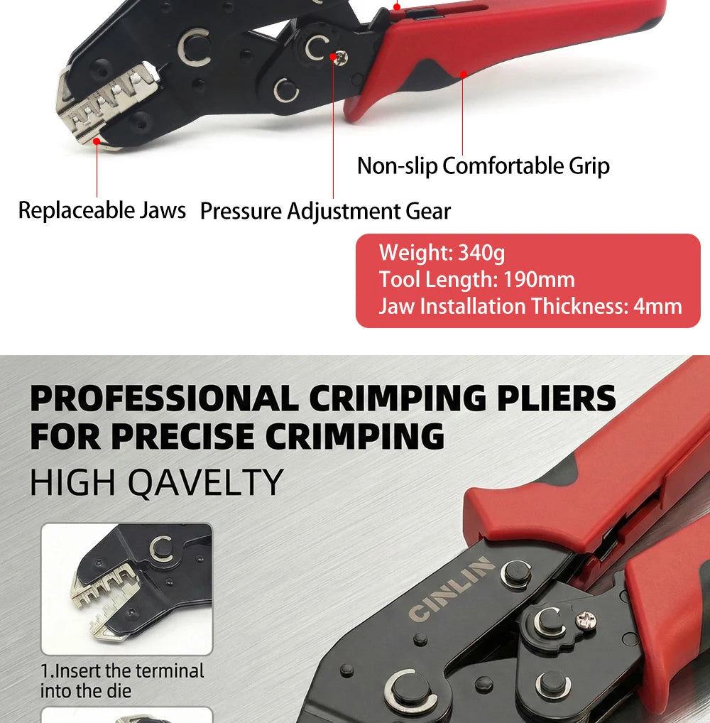 CLN-68B 0.08-1.5mm² Open Barrel Terminals Pliers Crimping Tool (28-16AWG) for JST, DuPont, Molex, PH2.0 XH2.54 3.96 4.2mm Pitch