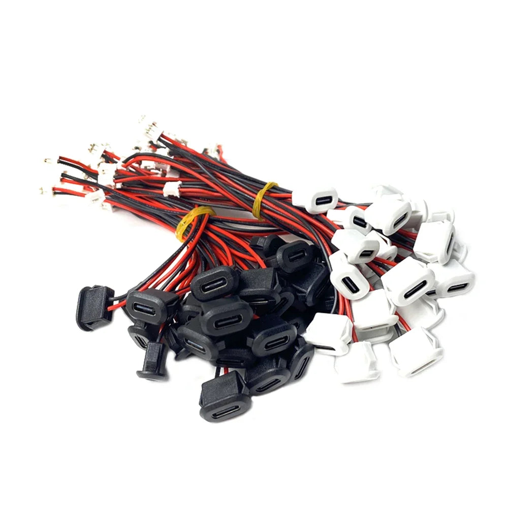 1~10PCS USB Type-C Waterproof USB Connector Direct compression female base Female Socket Charging Interface With Welding Wire