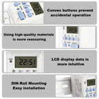 EARU DC AC 220V 12V THC15A 30A Electronic Weekly 7 Days Programmable LCD Digital Timer Switch Relay Control Din Rail 1NO1NC 1NO