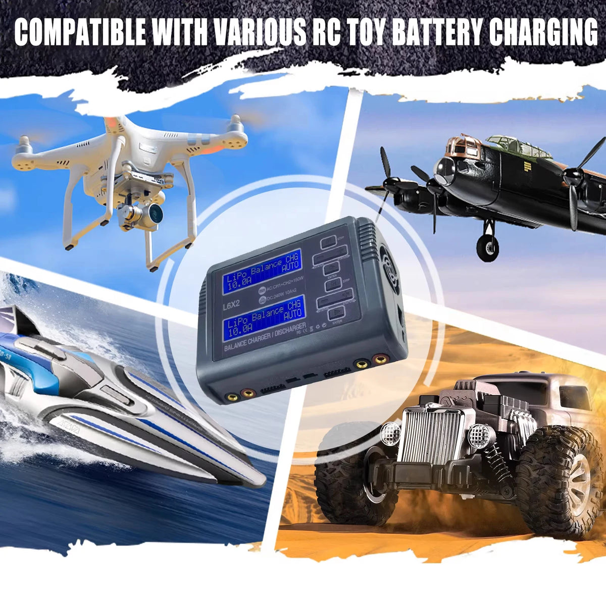 HTRC L6X2Lipo Intelligent Balanced Charger for RC Model Aircraft Dual Channel 2-6S Remote Control LiPo Battery Charger