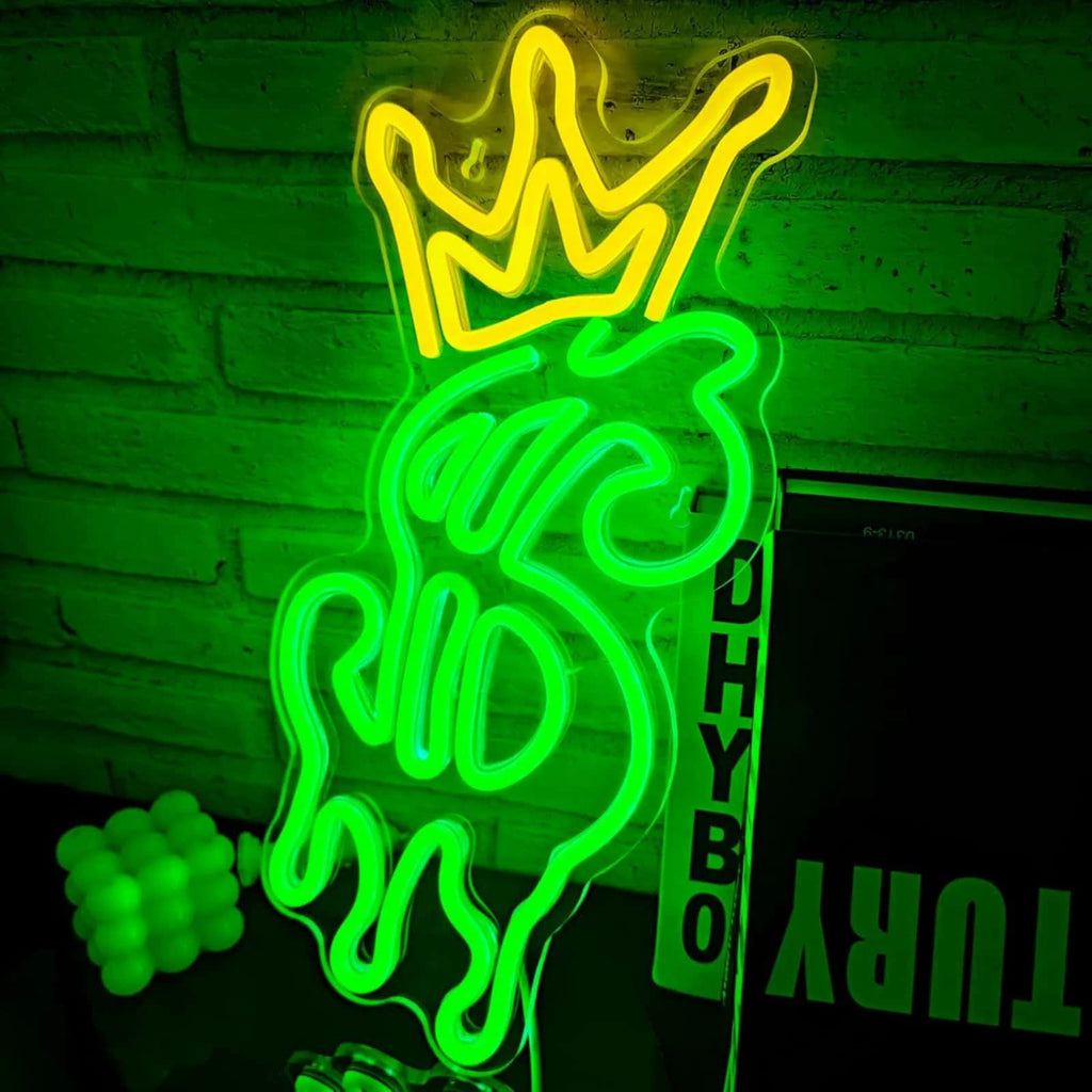 Crown Dripping Dollar LED Neon Sign USB Green Money Symbol Neon Wall Light for Bar Man Cave Bedroom Decor