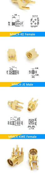 1-10PCS MCX MMCX Male Female PCB Mount Straight RF Coax Connector Right Angle 90-Degree Goldplated Welding Terminal