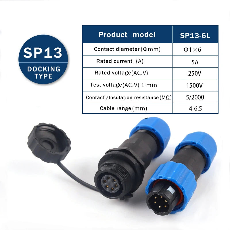 SP13 Waterproof Aviation Connector IP68 Cable to Cable In-line Plug Socket 2 3 4 5 6 7 9 Pin Circular Connector Adapter Kit