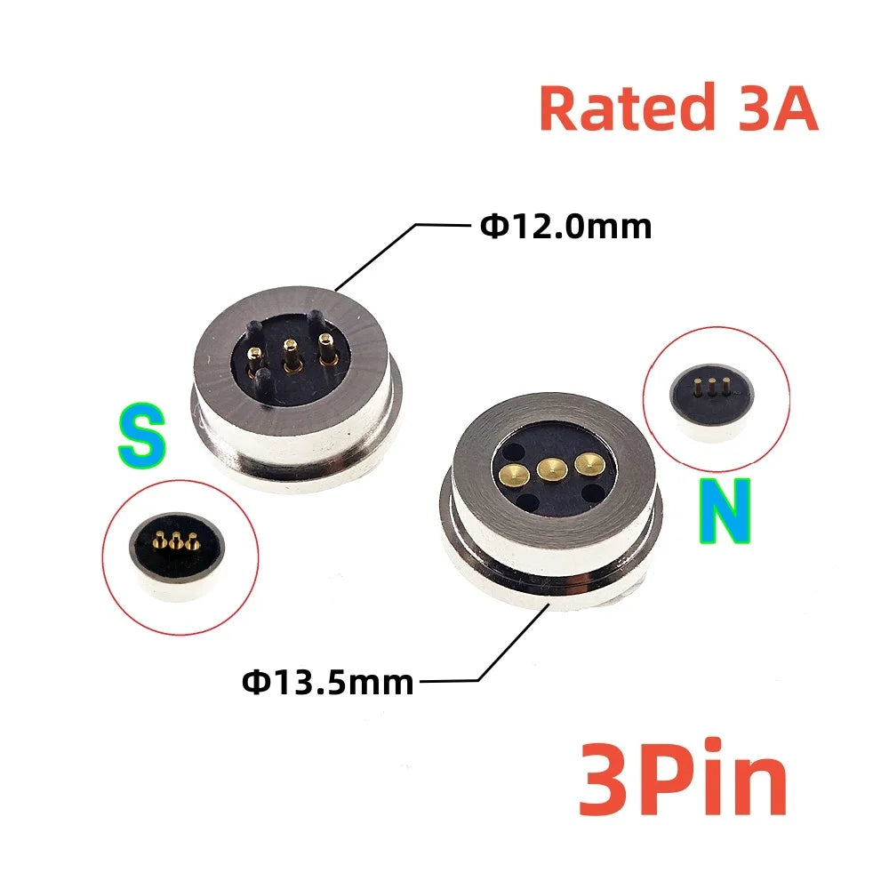 1/3/5 Pair Circular Shape Magnetic Pogo Pin Connector 1 2 3 4 5 Pole Male Female Probe DC Power Charging Round Profile