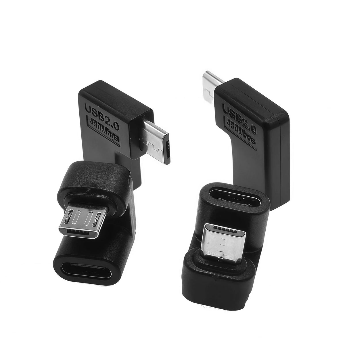Micro USB Adapter 90 Degree Right Angle Male to Type C Female Connector for Laptop PC USB Chargers Extension Converter