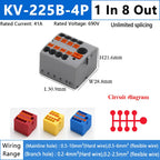 1PC 2.5mm² Plug-in Terminal Block Wire Electrical Cable Connectors Splitter Spliceable DIN-Rail Mounting Junction Box Tool