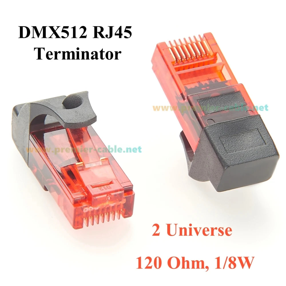 RJ45 DMX512 Terminator 120 Ohm 2 Universe RJ45-DMXTERM-120-2U DMX512 Termination Resistor Signal Stabilizer for Stage Lighting