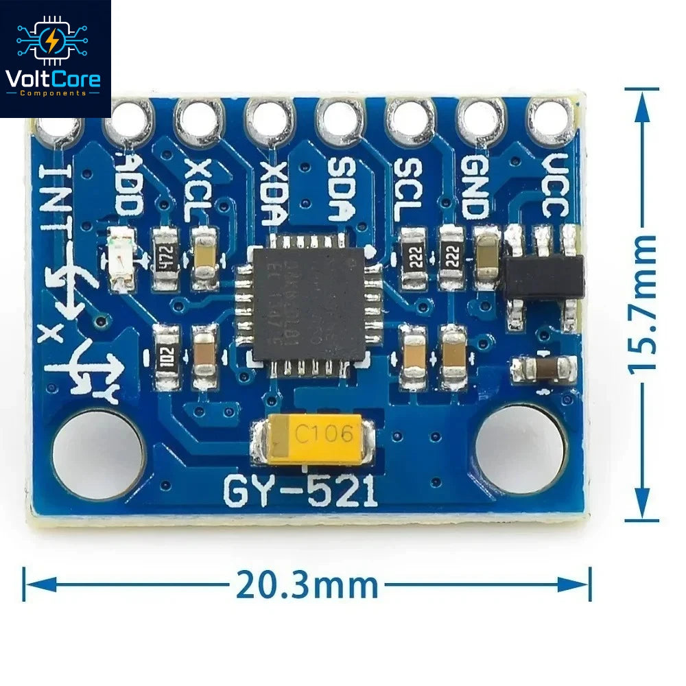 GY-521 MPU-6050 MPU6050 3 Axis Analog Gyroscope Sensors + Accelerometer Module IIC For Arduino Quadcopter Drone 3-5V DC